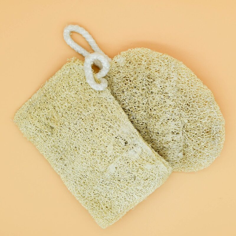 Natural Loofah Bath Scrubber – Set of 2 (Oval & Rectangular) - Image 3